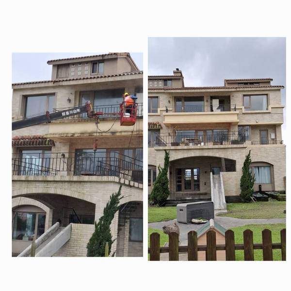 冬山鄉教會外牆青苔高壓沖洗
